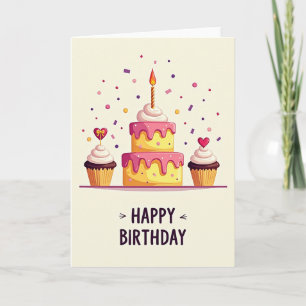Carte d'anniversaire Gâteau Magenta