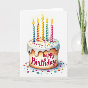 Carte d'anniversaire Gâteau Peint