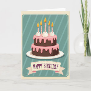 Carte d'anniversaire Gâteau Rétro