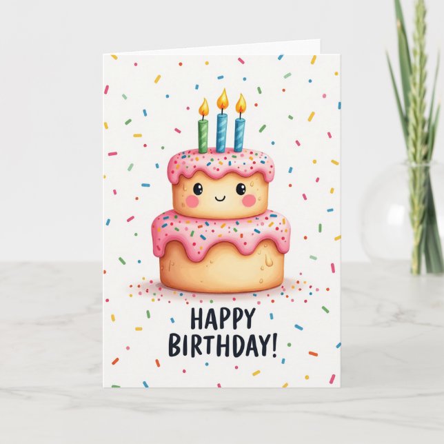 Carte d'anniversaire Gâteau Sourire (Devant)