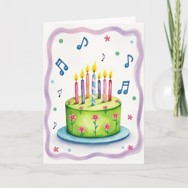 Carte d'anniversaire Gâteau Vert Sucré (Devant)