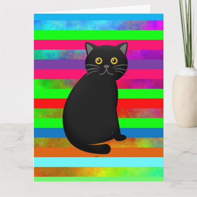 CARTE D'ANNIVERSAIRE GÉANTE CHAT NOIR (Devant)