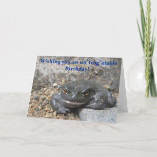 Carte d'anniversaire géante de grenouille souriant