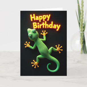 Carte d'anniversaire gecko fantaisiste