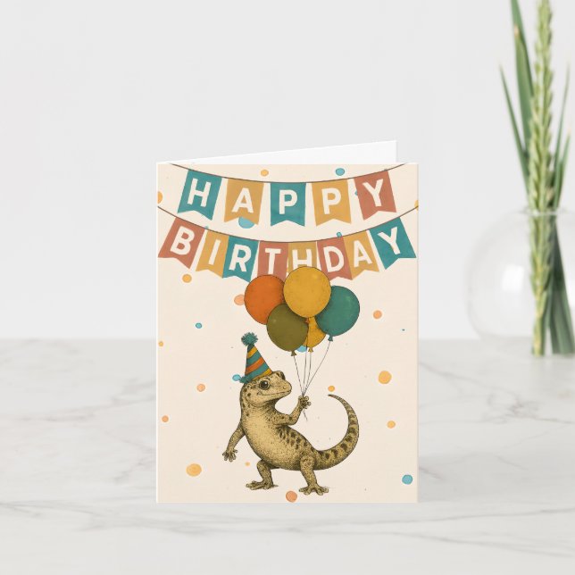 Carte d'anniversaire Gecko - Rectificatif drôle av (Devant)