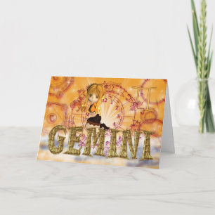 Carte d'anniversaire Gemini mignonne