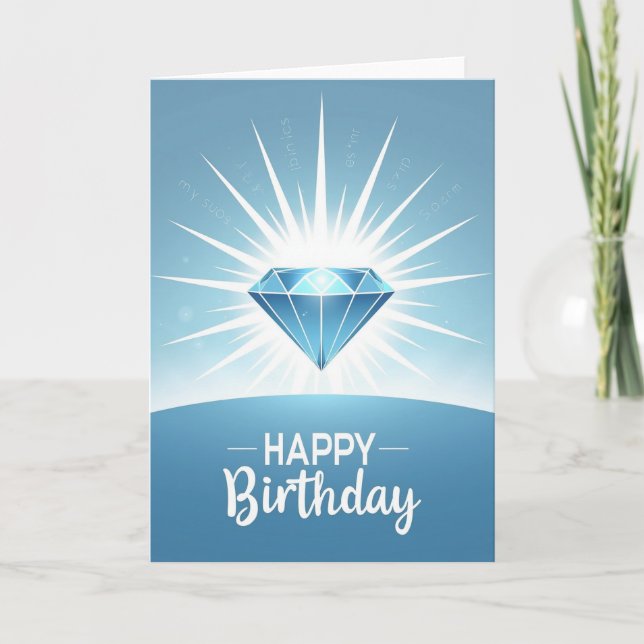 Carte d'anniversaire Gemme Azur (Devant)