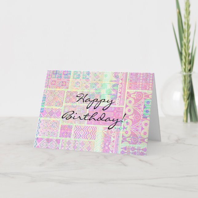Carte d'anniversaire générique de bloc de courtepo (Devant)