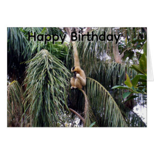 Carte d'anniversaire Gibbon qui se balance