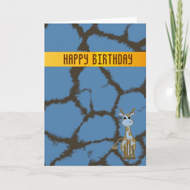 Carte d'anniversaire Girafe Bleu (Devant)