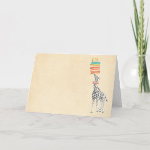 Carte d'anniversaire girafe et gâteau