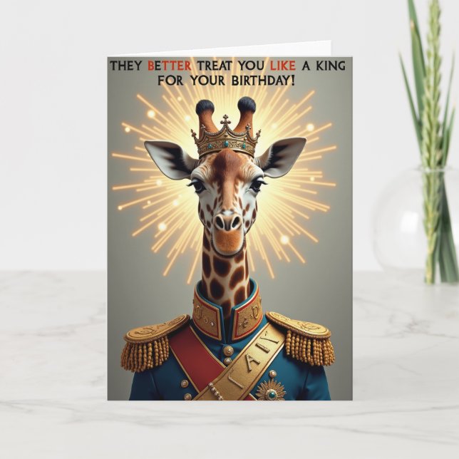 Carte d'anniversaire girafe royale (Devant)