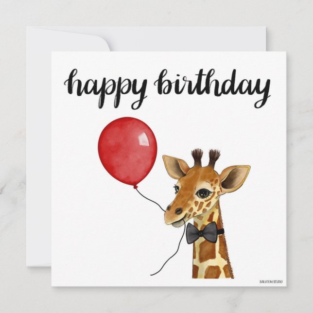 Carte d'anniversaire Giraffe peinte à la main (Devant)