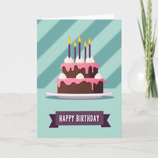 Carte d'anniversaire Glaze rose (Devant)