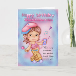 Carte d'anniversaire Godgirl - fille mignonne avec