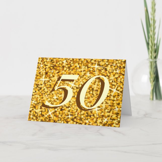 Carte d'anniversaire "Gold" '50' Glitz (Devant)