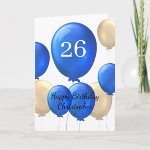 Carte d'anniversaire Gold et Blue Balloons 26e