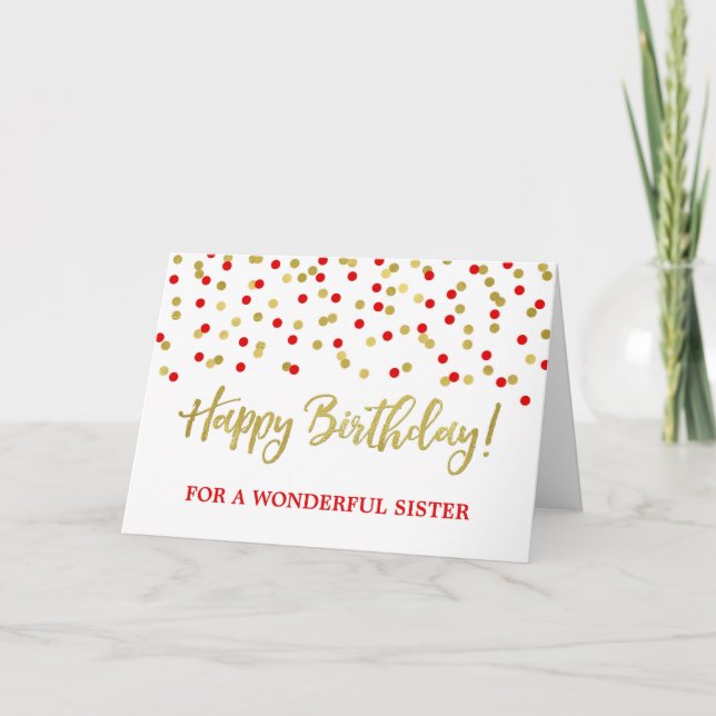 Carte d'anniversaire Gold Red Confetti (Devant)