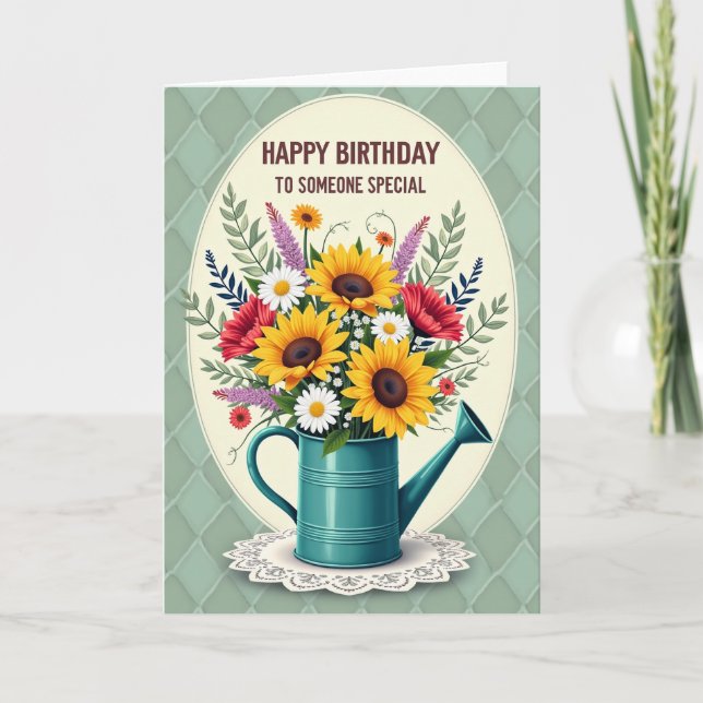 Carte d'anniversaire Golden Blooms (Devant)