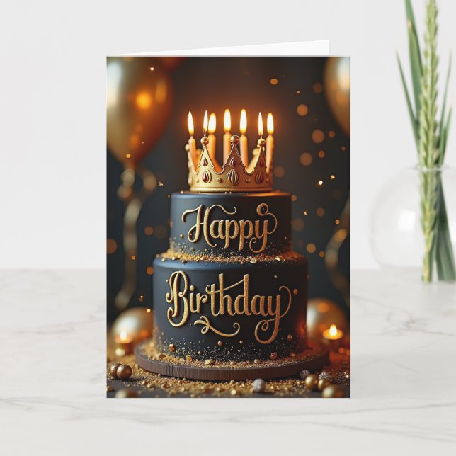 Carte d'anniversaire Golden Elegance (Devant)
