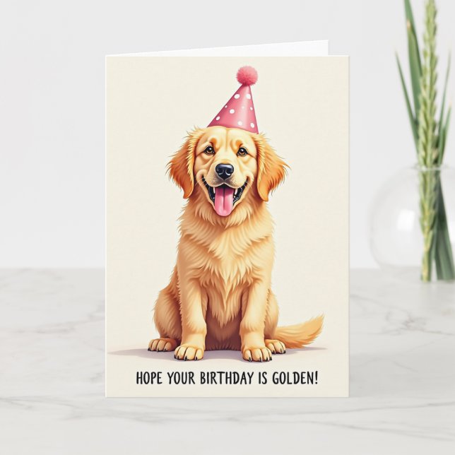 Carte d'anniversaire Golden Pup (Devant)