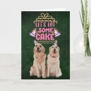 Carte d'anniversaire Golden Retriever mangeons du 