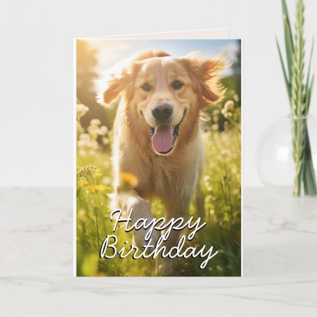 Carte d'anniversaire Golden Retriever personnalisé (Devant)