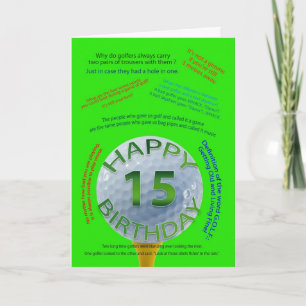 Carte d'anniversaire Golf Jokes pour 15 ans