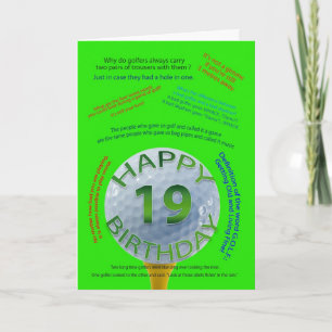 Carte d'anniversaire Golf Jokes pour 19 ans