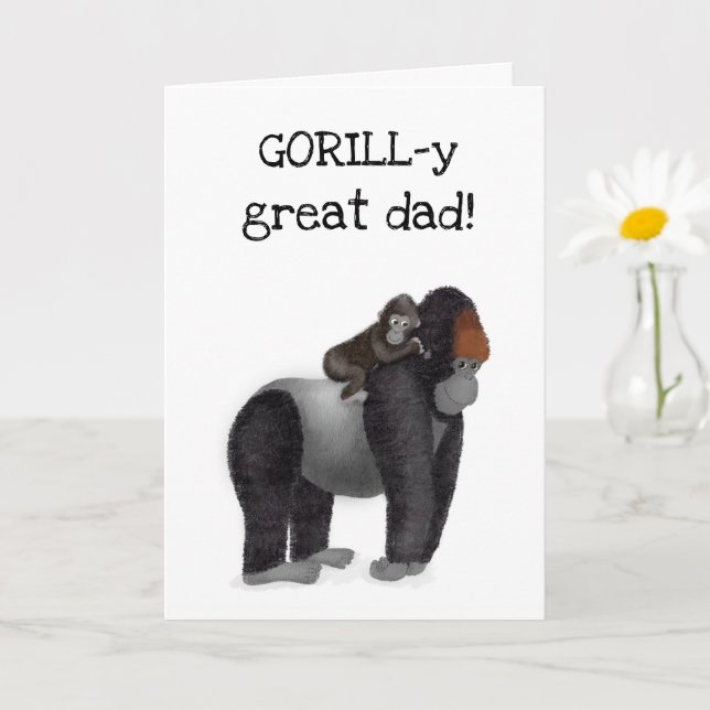 Carte d'anniversaire Gorilla et bébé "grand père" (Petite plante)