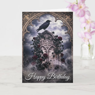 Carte d'anniversaire Gothique Corbeaux & Roses Tom