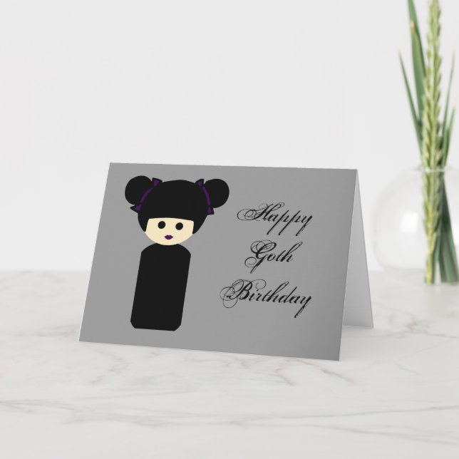 Carte d'anniversaire gothique de Kokeshi (Devant)