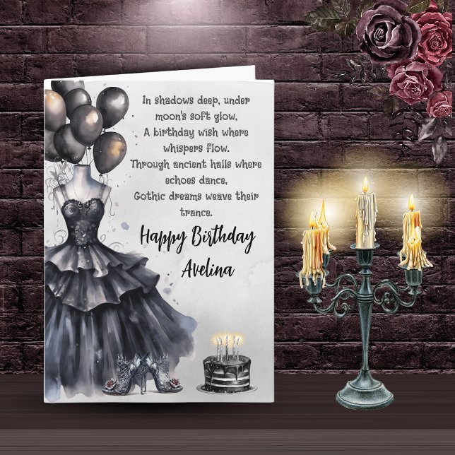 Carte d'anniversaire gothique féminine (Créateur téléchargé)