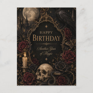 Carte d'anniversaire gothique, fleurs sombres, pap