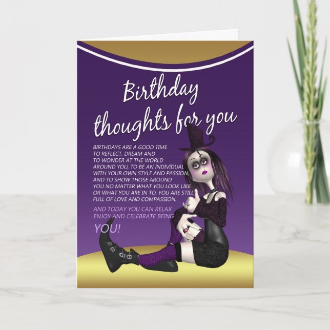carte d'anniversaire gothique - pensées d'annivers (Devant)