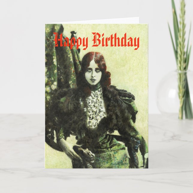 Carte d'anniversaire gothique vintage de vampire (Devant)