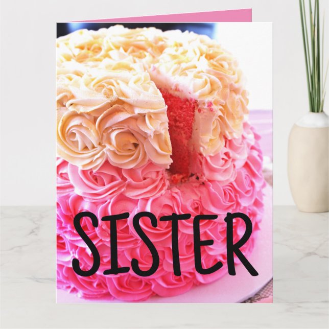 CARTE D'ANNIVERSAIRE GRANDE TAILLE POUR SOEUR AVEC (Devant)