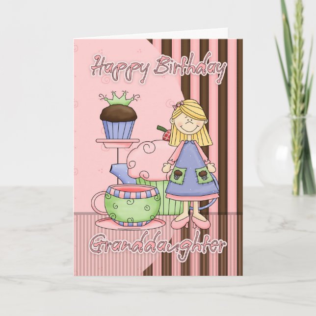 Carte D'Anniversaire Grandgirl Cute - Cupcakes Et  (Devant)