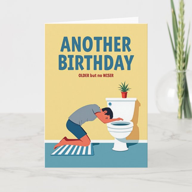 Carte d'anniversaire graphique plus sage et plus â (Devant)