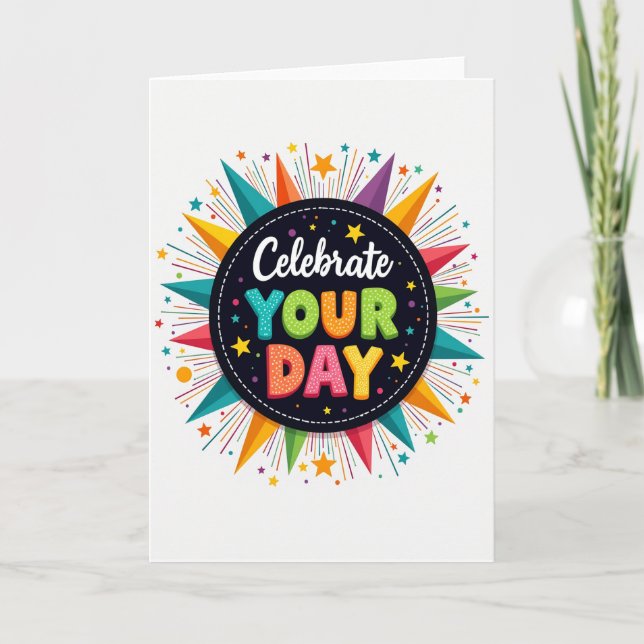 Carte d'anniversaire graphique vibrante (Devant)