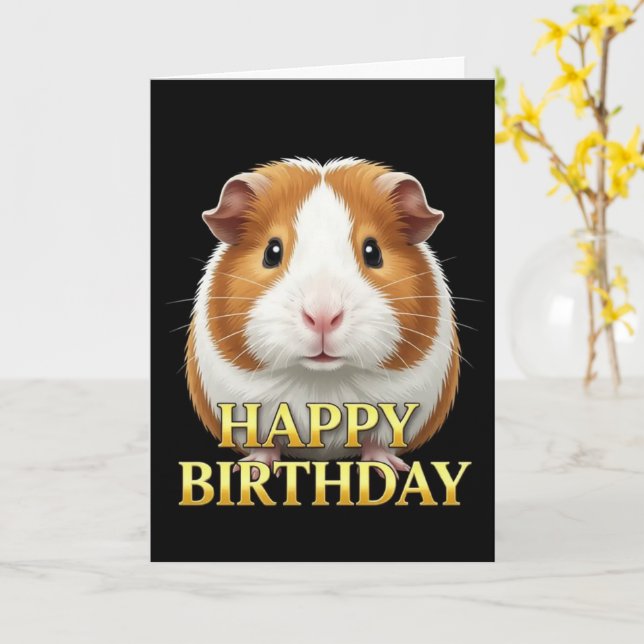 CARTE D'ANNIVERSAIRE GRAS DISTINCT GUINÉE-PORC (Fleur jaune)