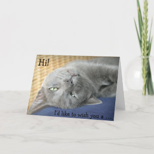 Carte d'anniversaire : Gray Cat souhaite un joyeux