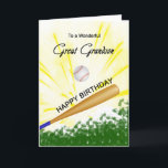 Carte d'anniversaire Great Grandson Baseball<br><div class="desc">Donnez à votre arrière-petit-fils amoureux du baseball une carte de baseball et de batte avec un thème explosif de baseball! Un baseball et une batte avec les mots "À un arrière-petit-fils merveilleux".</div>