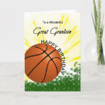 Carte d'anniversaire Great Grandson Basketball<br><div class="desc">Donnez à votre arrière-petit-fils amoureux du basket-ball une carte de baseball et de batte avec un thème explosif de basket-ball! Un basket et une batte avec les mots "À un arrière-petit-fils merveilleux".</div>