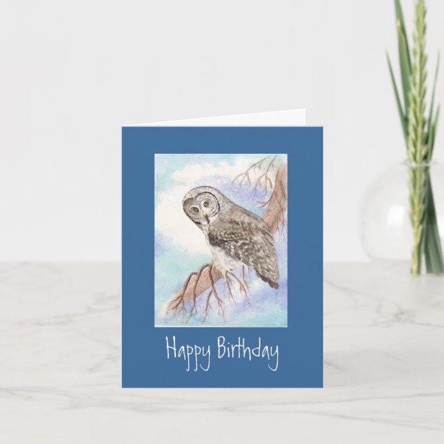 Carte d'anniversaire Great Grey Owl (Devant)