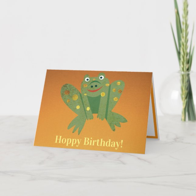 Carte d'anniversaire grenouille sautante (Devant)