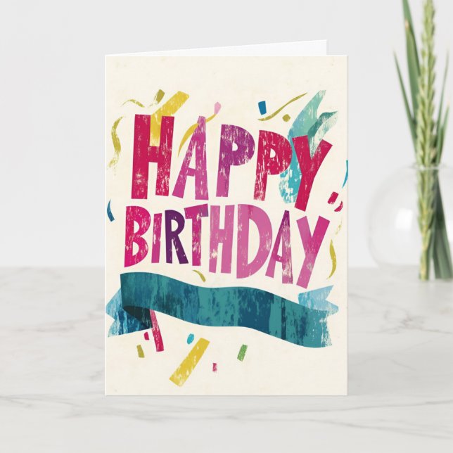 Carte d'anniversaire Grunge Confetti (Devant)