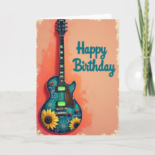 Carte d'anniversaire Guitare Florale