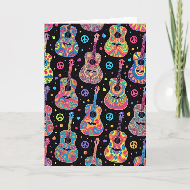 Carte d'anniversaire Guitares Psychedéliques (Devant)