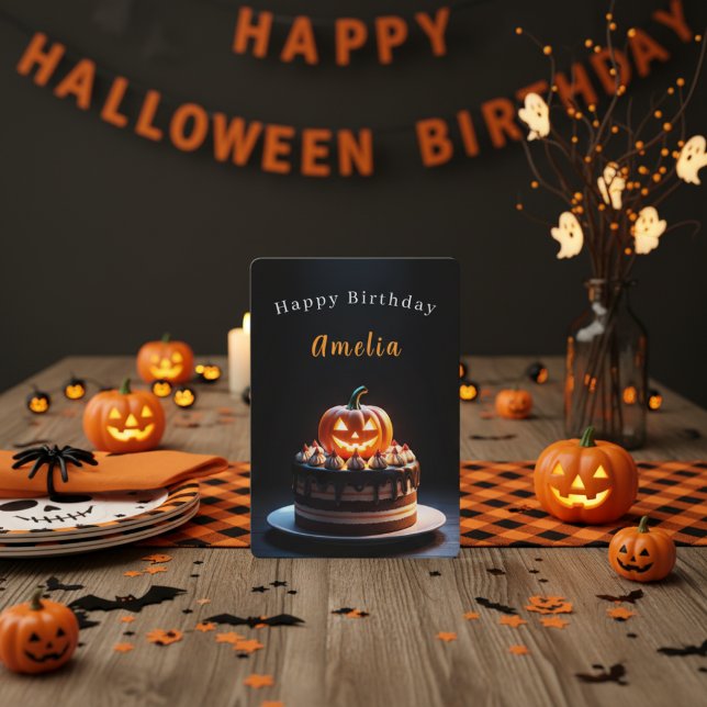 Carte d'anniversaire Halloween Citrouille Effrayan (Créateur téléchargé)